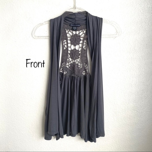 Grey Lace Draped Cardigan - Picture 2 of 5